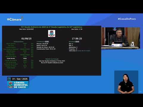 51ª  Sessão Ordinária – Câmara de Vereadores de Caicó – 01/09/2025